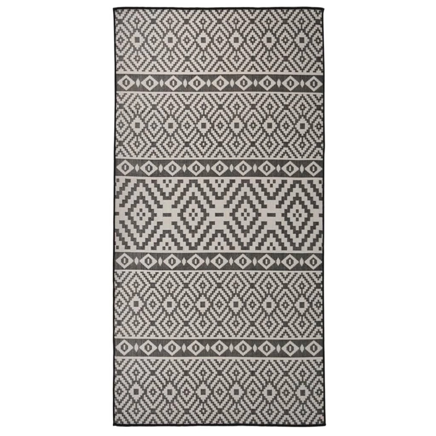 vidaXL Outdoorteppich Flachgewebe 100x200 Cm Schwarz Gestreift 1124020 günstig online kaufen