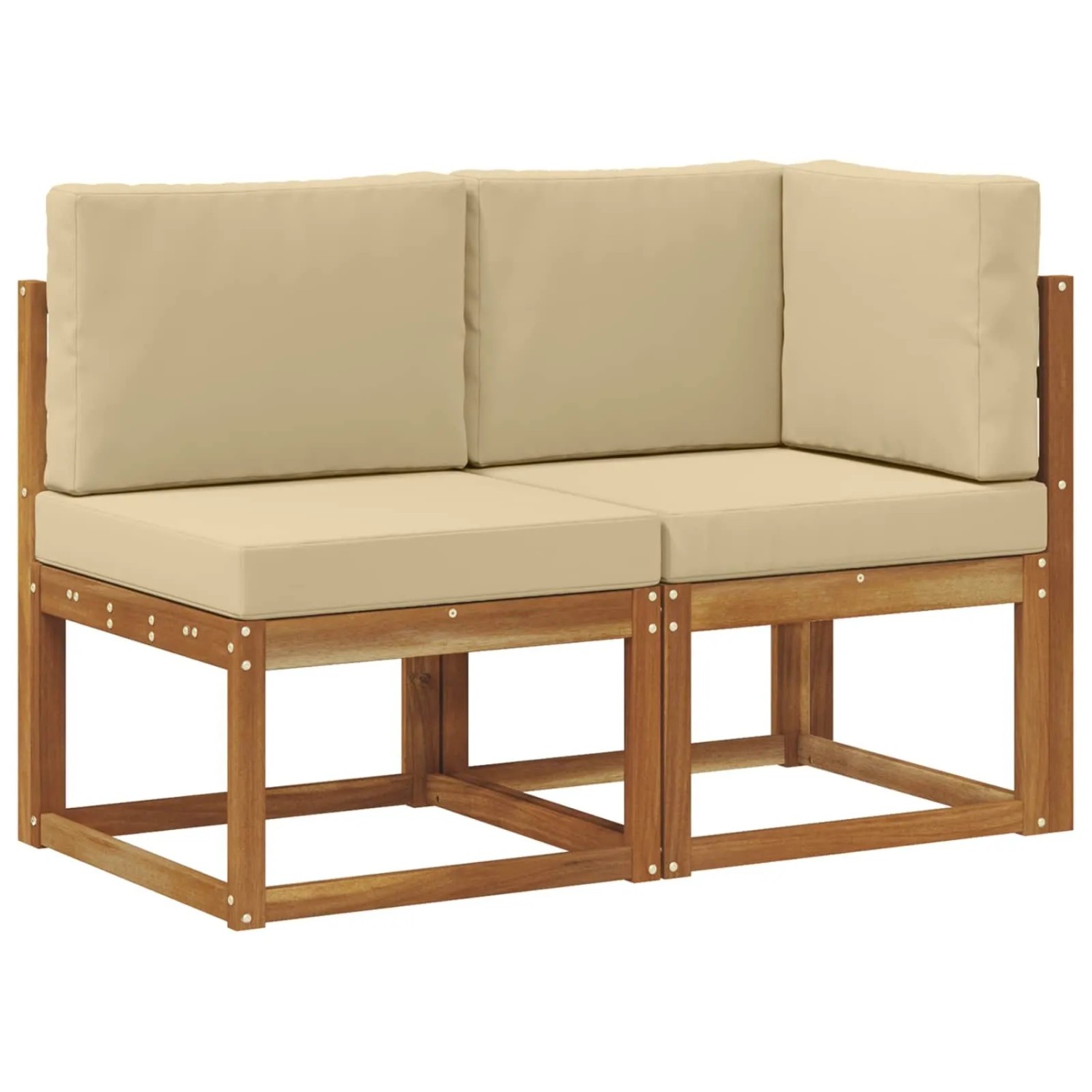 vidaXL Outdoor Mittel- und Ecksofa mit Kissen 2 Stück Natur und Beige 900472