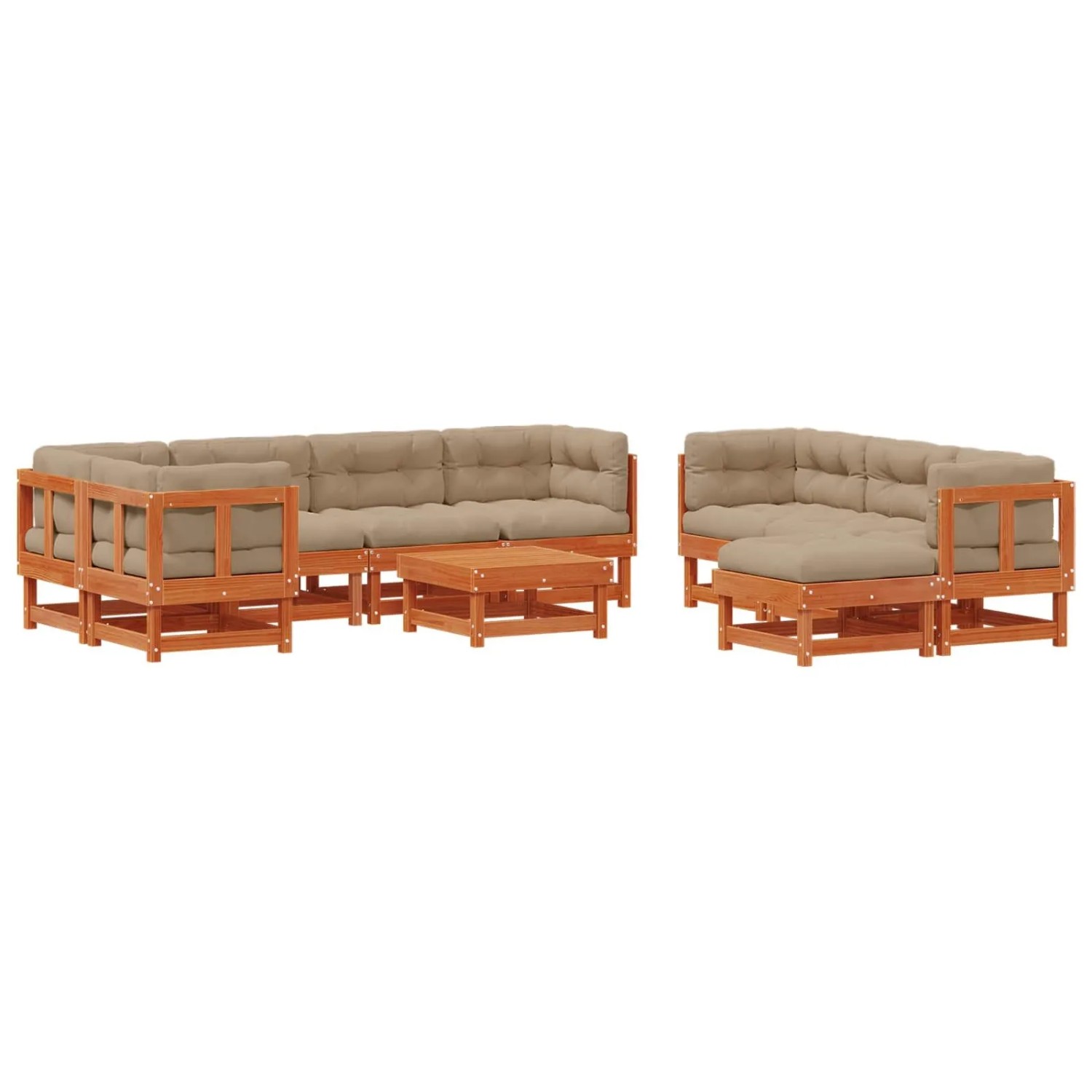 vidaXL Garten-Lounge-Set 33-Tlg Wachsbraun Massives Kiefernholz 3418093