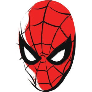 Runde Vliesfototapete mit Spider-Man Kopf, rot/schwarz, Ø 125cm.