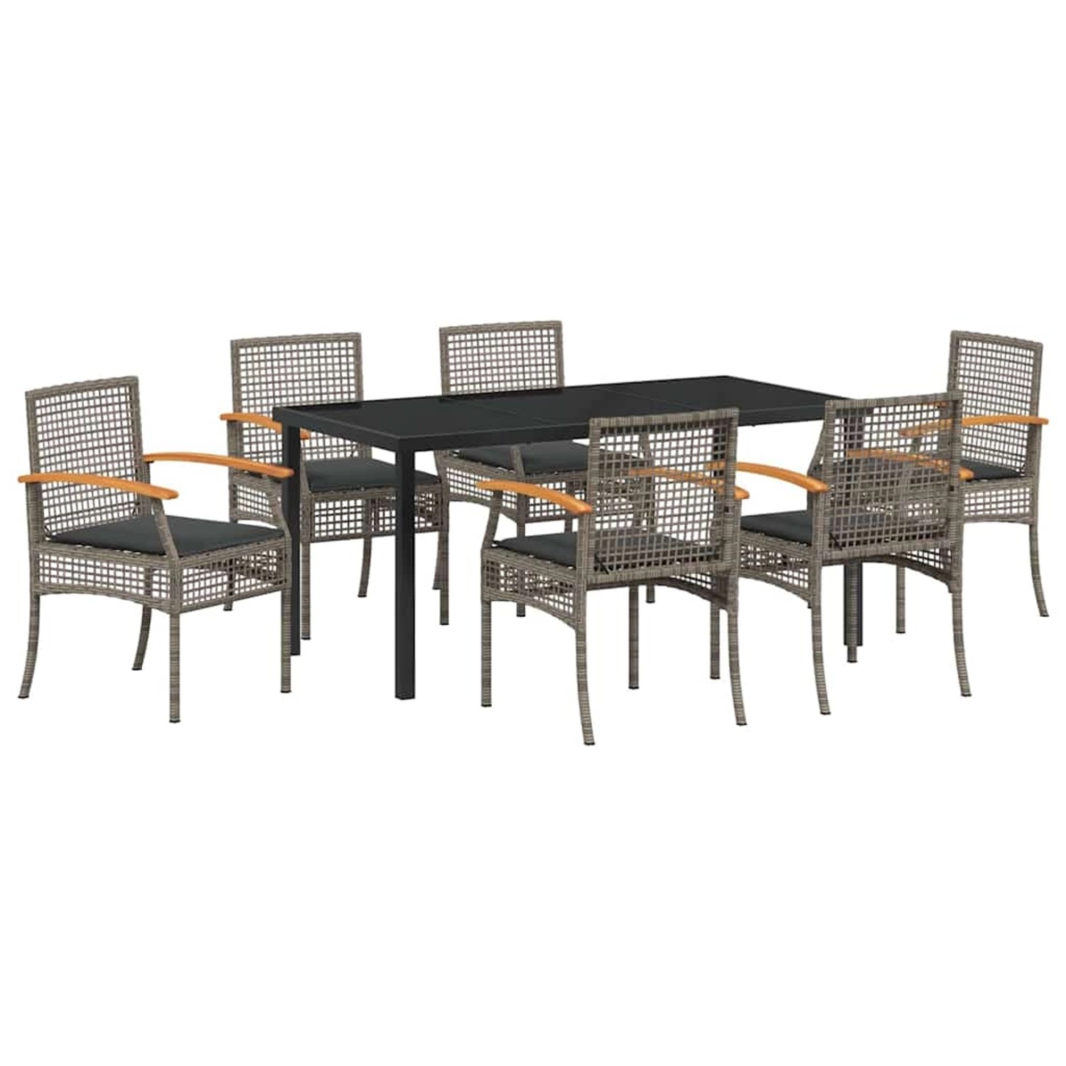 vidaXL Garten Essgruppe 7-Tlg Grau Poly Rattan 3380824 günstig online kaufen
