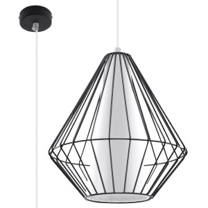 Schwarze Sollux Lighting Hängeleuchte Demi mit Stahlkäfig im Industrie-Stil.