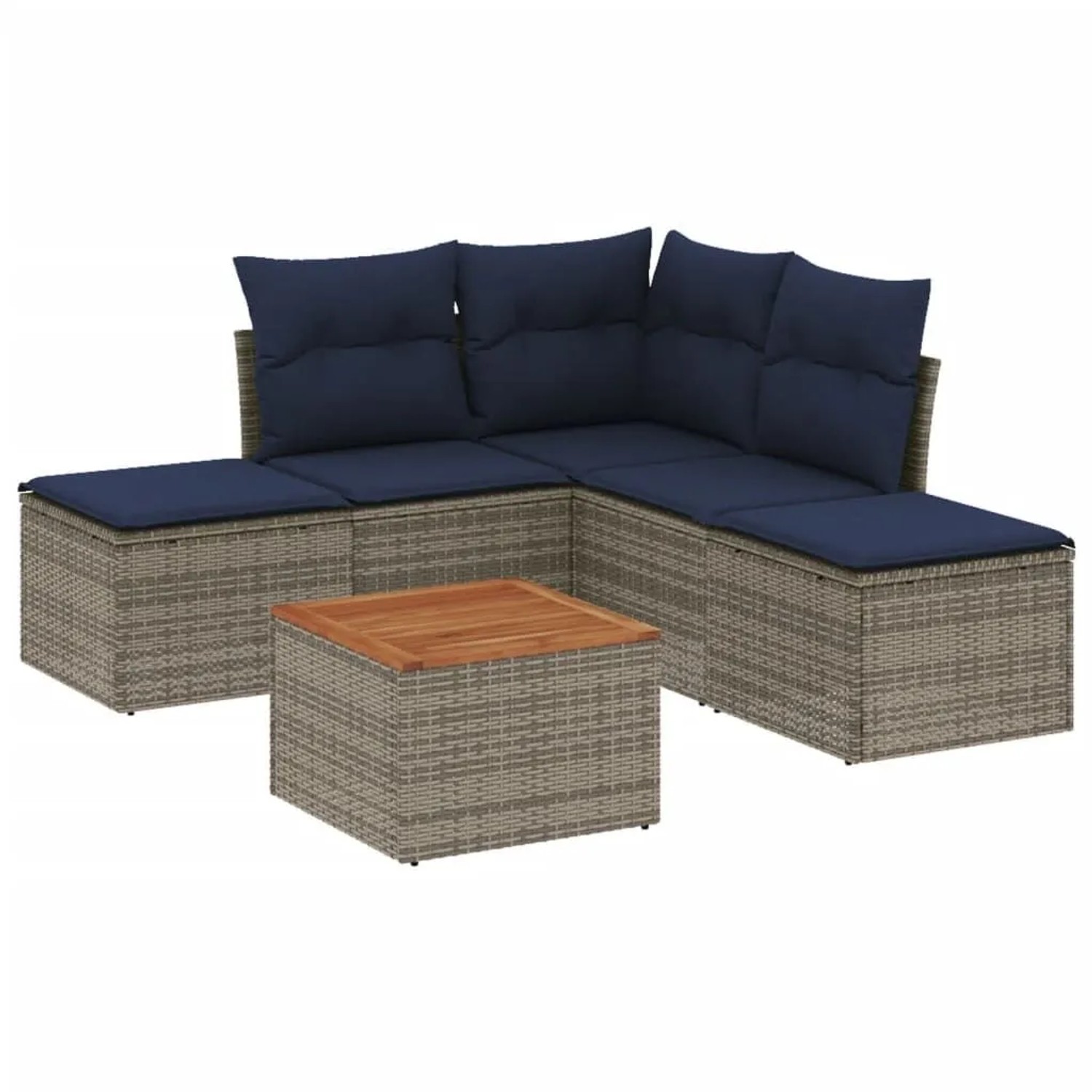 vidaXL 6-Tlg Gartensofa-Set mit Kissen Grau Polyrattan 3256005 günstig online kaufen