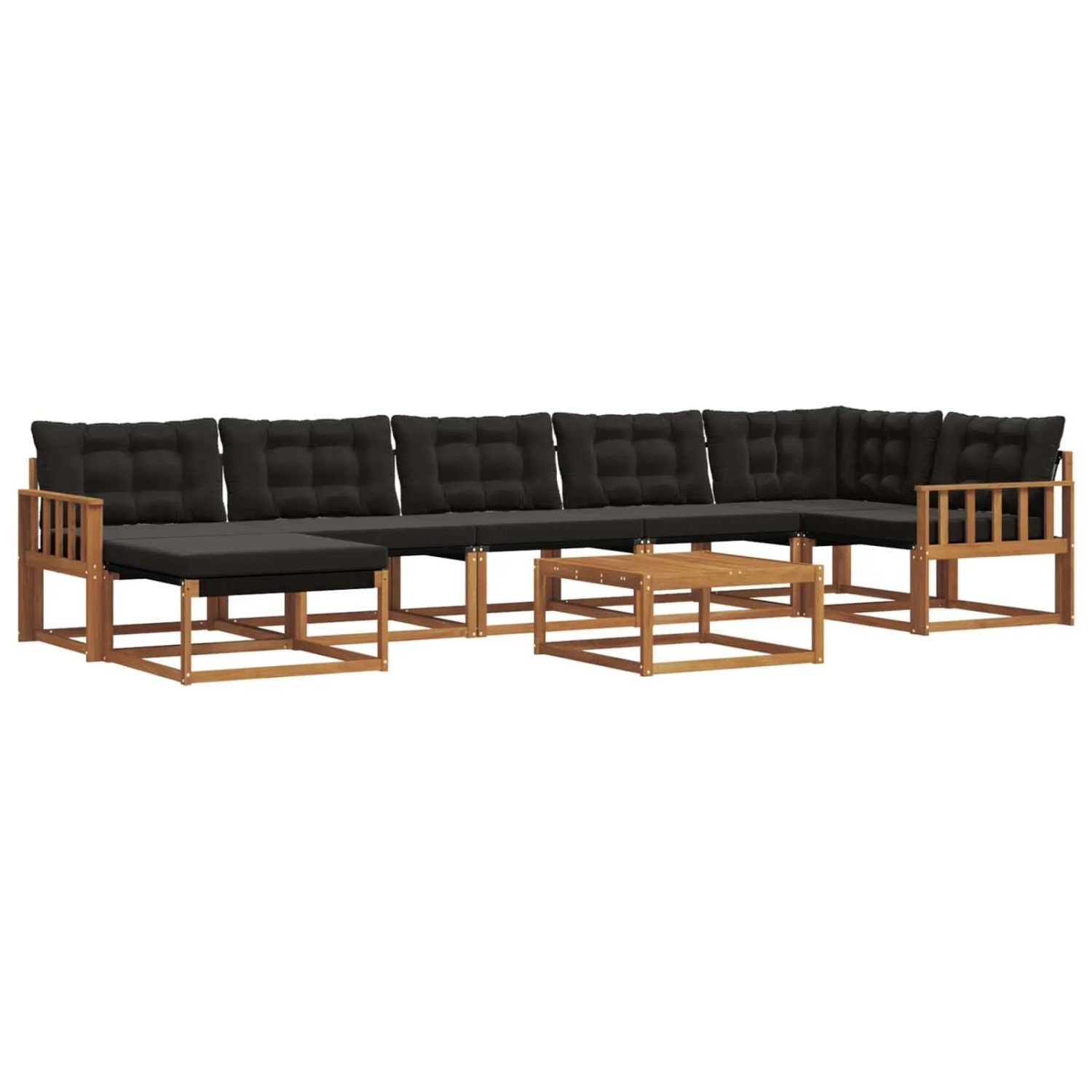 vidaXL Outdoor-Sofagarnitur mit Kissen 22-Tlg Natur und Schwarz 3369695