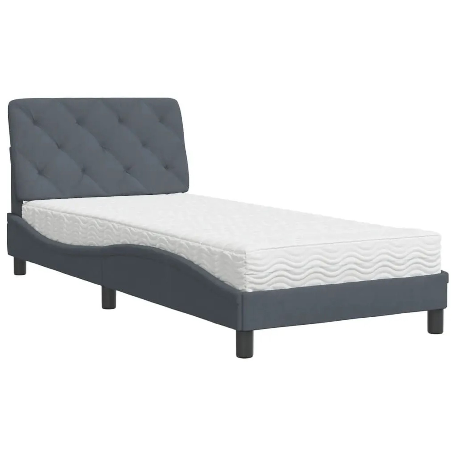 vidaXL Bett mit Matratze Dunkelgrau 90x190 cm Samt 3208629