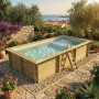 ALTANKA Holzpool Aqua 6,1x2,85 Höhe 1,31 m SANDFARBEN mit Liegefläche auf Rahmen ohne Betonierung BAS7307OSPU3+PLA307_2