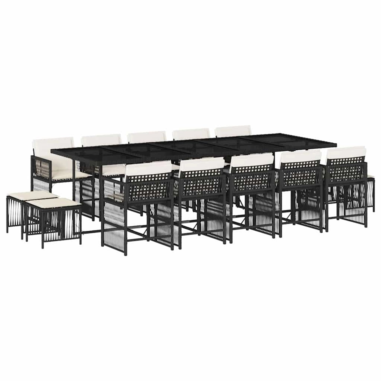 vidaXL 15-Tlg Garten-Essgruppe mit Kissen Schwarz Poly Rattan 3211710 günstig online kaufen