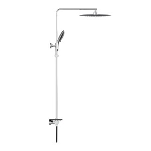 Eisl Überkopfbrause-Set Grande Vita mit Thermostatablage, Chrom-Schwarz. Duschsäule mit Kopf- und Handbrause.