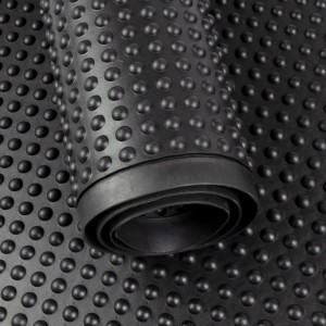 Schwarze KARAT Arbeitsmatte Bubble aus Naturgummi, Anti-Ermüdungsmatte mit Noppen, 90x100 cm.