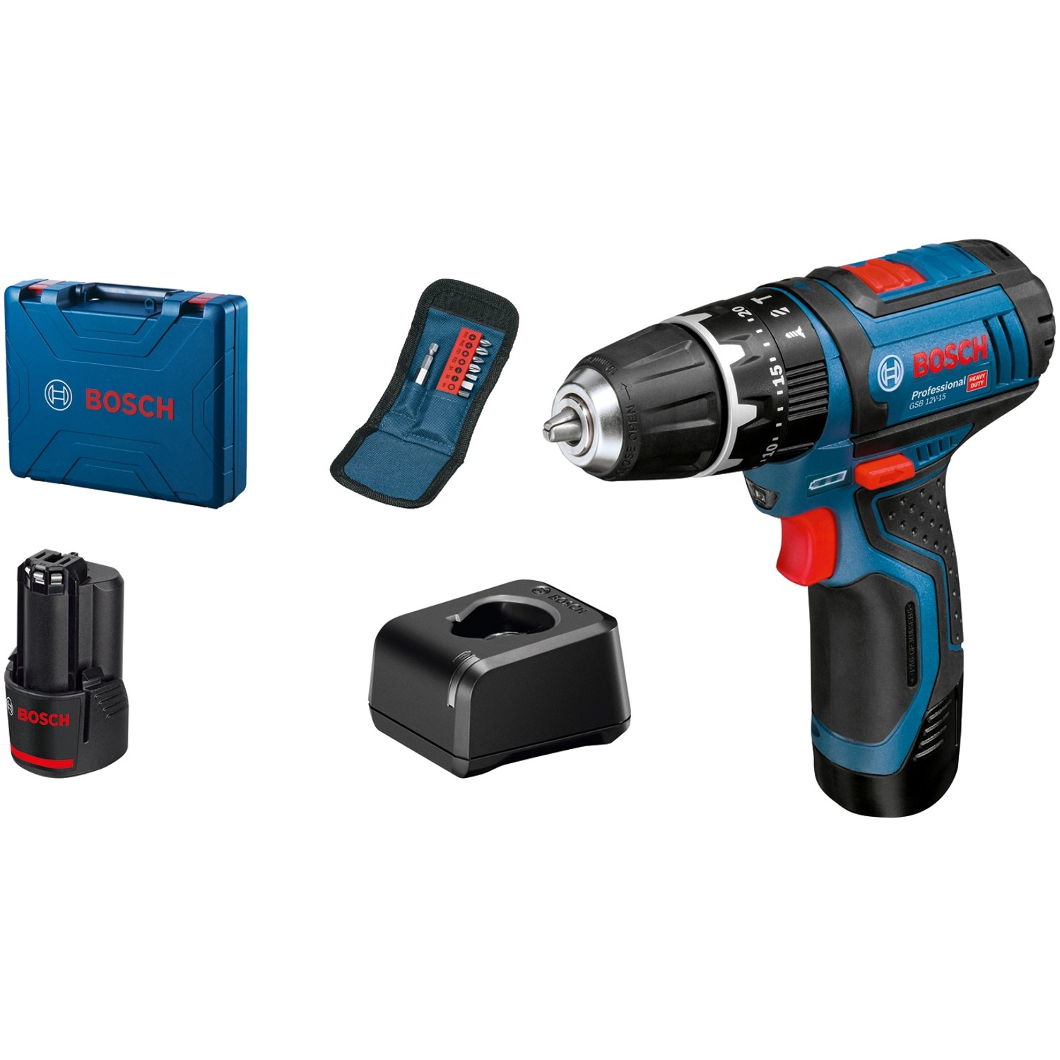 Bosch Professional Akku Schlagbohrschrauber GSB 12V-15 mit 2x2 Ah, AC in Ko günstig online kaufen