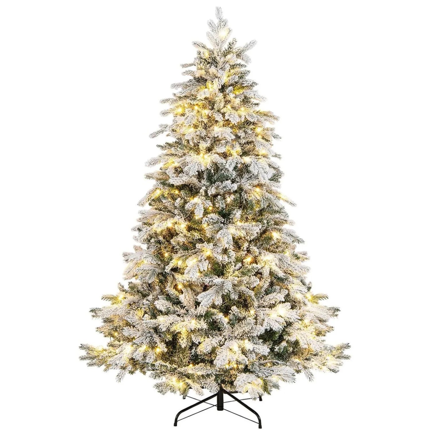 Costway Weihnachtsbaum mit 260 Warmweißen Led-Lichtern Weiß 180 cm