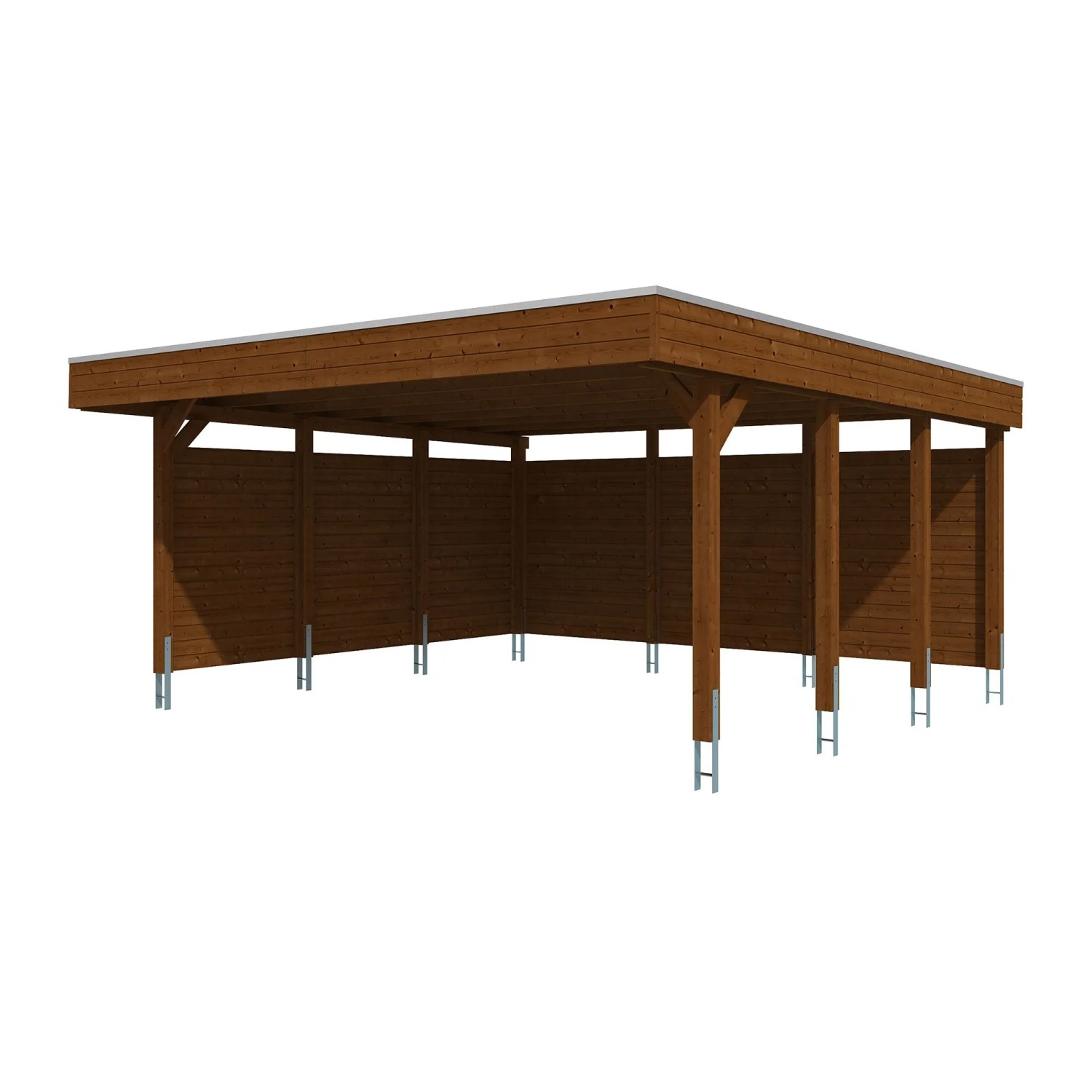 Skan Holz Carport-Set Friesland C 546 cm x 555 cm Nussbaum