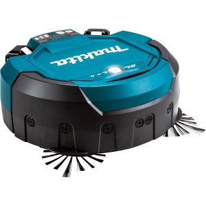 Makita Akku-Saugroboter DRC200Z 18V Solo in Türkis und Schwarz mit Seitenbürsten.