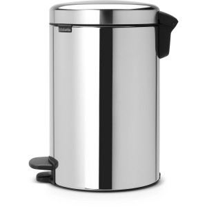Brabantia Treteimer NewIcon 12 l aus Edelstahl, runder Mülleimer mit Pedal.
