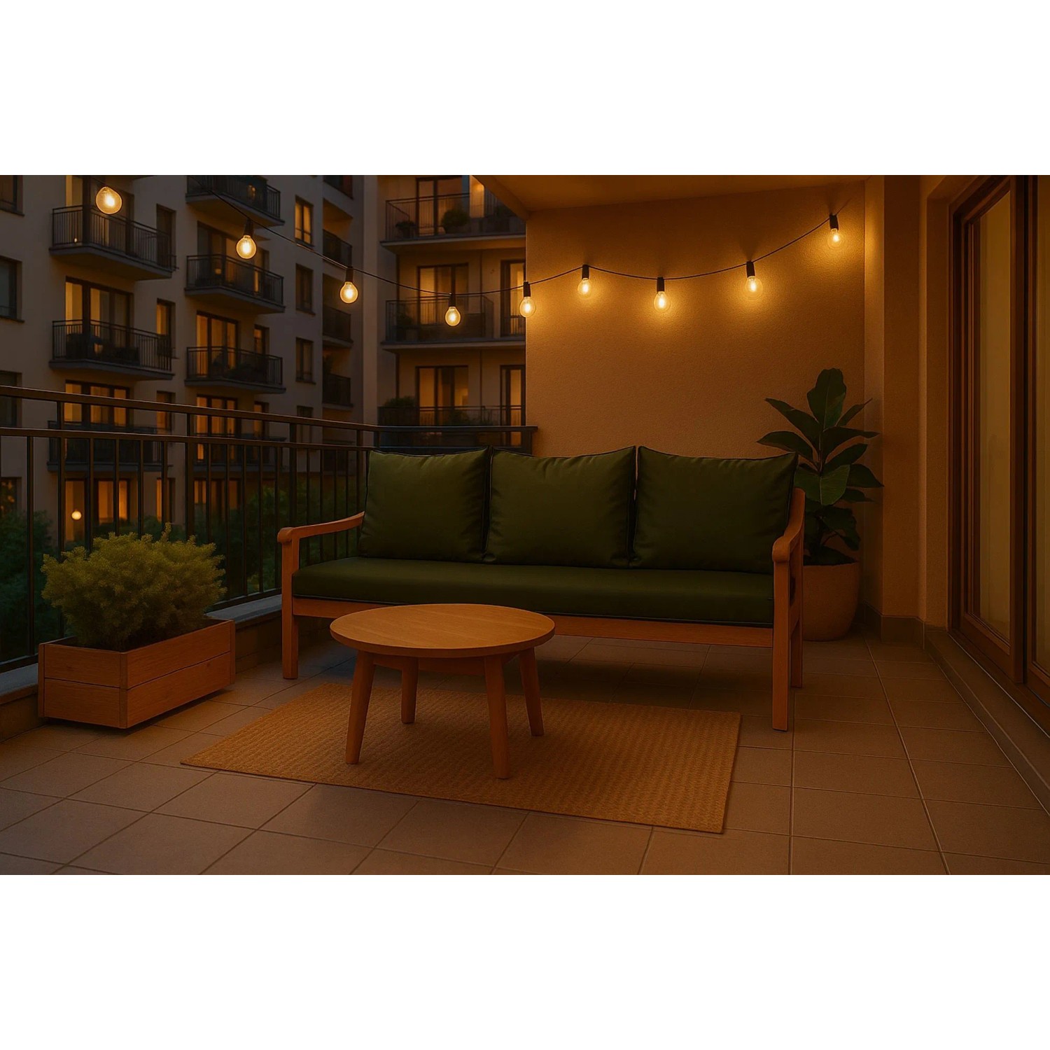 Grünes Setgarden Bankkissen für 2-Sitzer Gartenbank, 100x60 + 2x50x56cm.