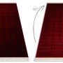 Roter Orient Teppich mit klassischem Muster und Fransen, zeigt Farbwechsel je nach Blickwinkel.