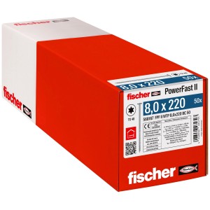 Verpackung Fischer PowerFast II Holzschrauben 8x220 mm, Tellerkopf, 50 Stück