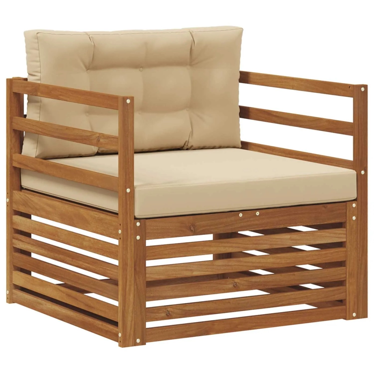 vidaXL Outdoor-Sofagarnitur Massives Akazienholz und Polyester Natur 3436378