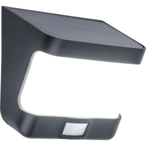 Lutec LED Solar Wandleuchte Try, mattschwarz mit Bewegungsmelder.