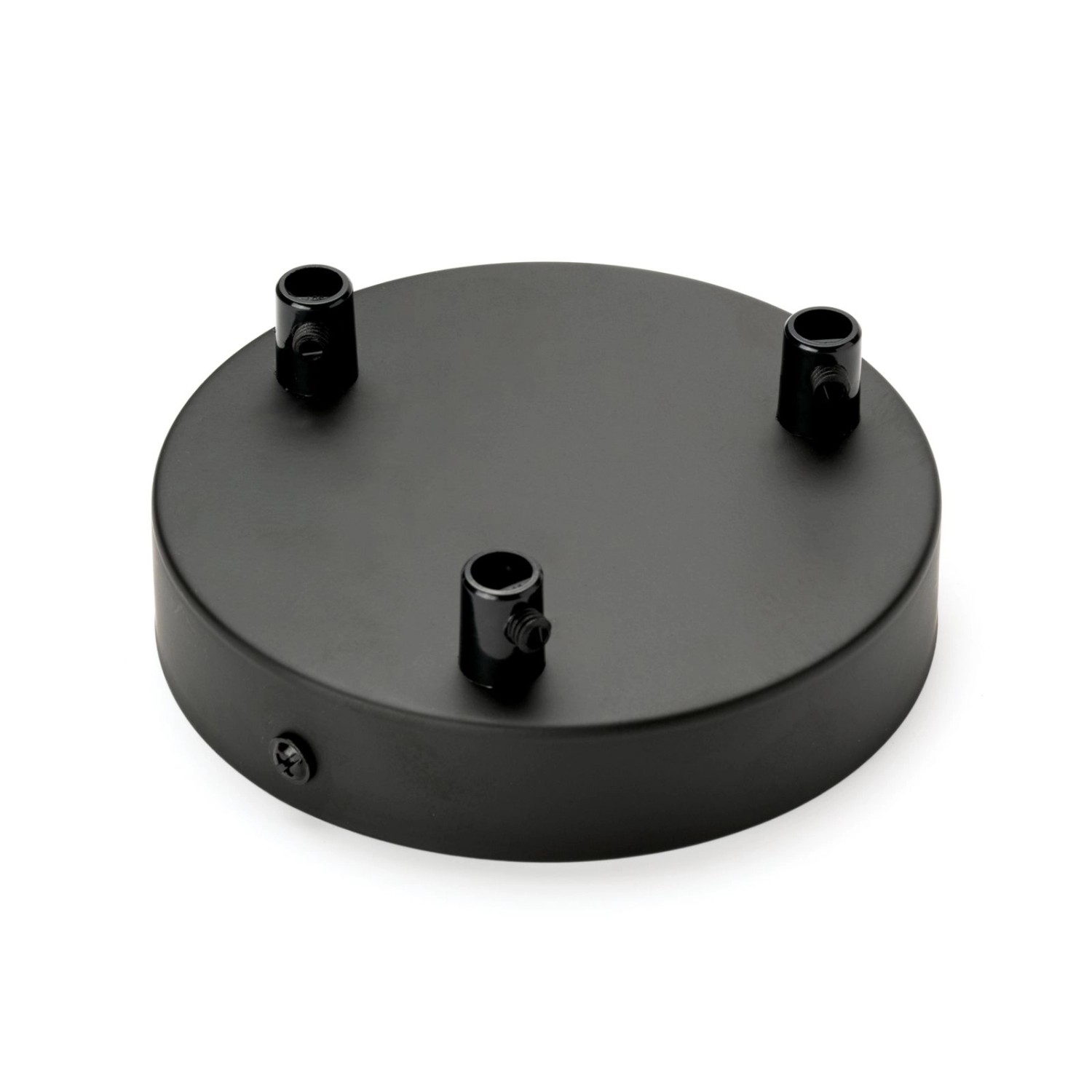 Schwarzer Orion Lightstyle Deckenbaldachin mit 3 Auslässen (Ø 120 mm) für Lampen & Leuchten.