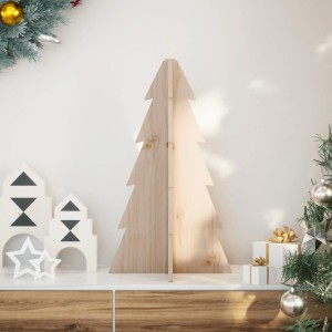 Holz-Weihnachtsbaum aus heller Kiefer, 69,5 cm hoch, auf Sideboard mit Deko. Ideal zum Schmücken.