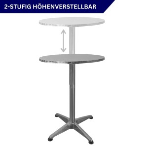 Chefgastro Stehtisch Höhenverstellbar Mit Hussen Klappbar Rund Hxø 75-115X60Cm Bistrotisch Aluminium MDF-Platte Mit Edelstahlbeschichtung Silber