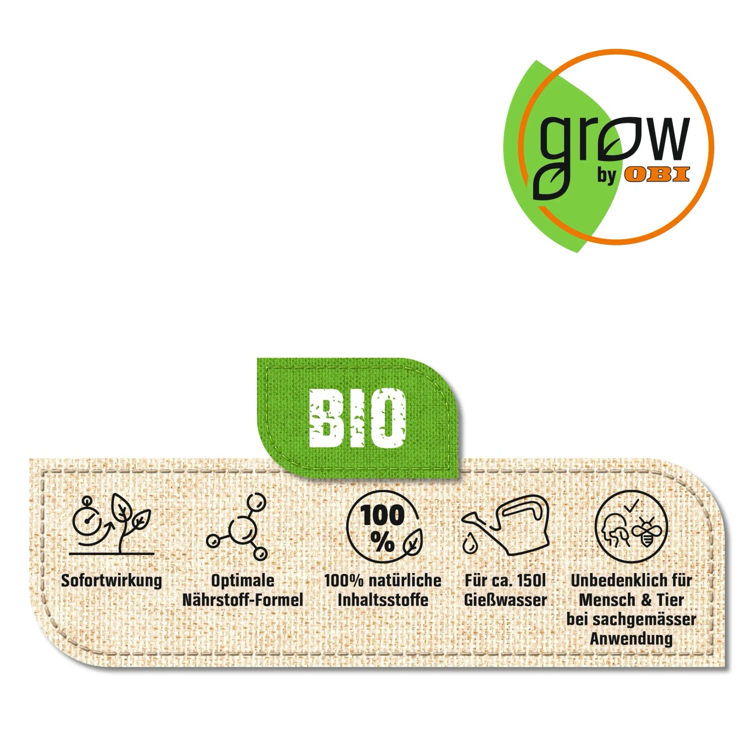 BIO Garten- und Gemüse-Dünger von GROW by OBI, 1 Liter. Informationen zu Inhaltsstoffen und Anwendung.