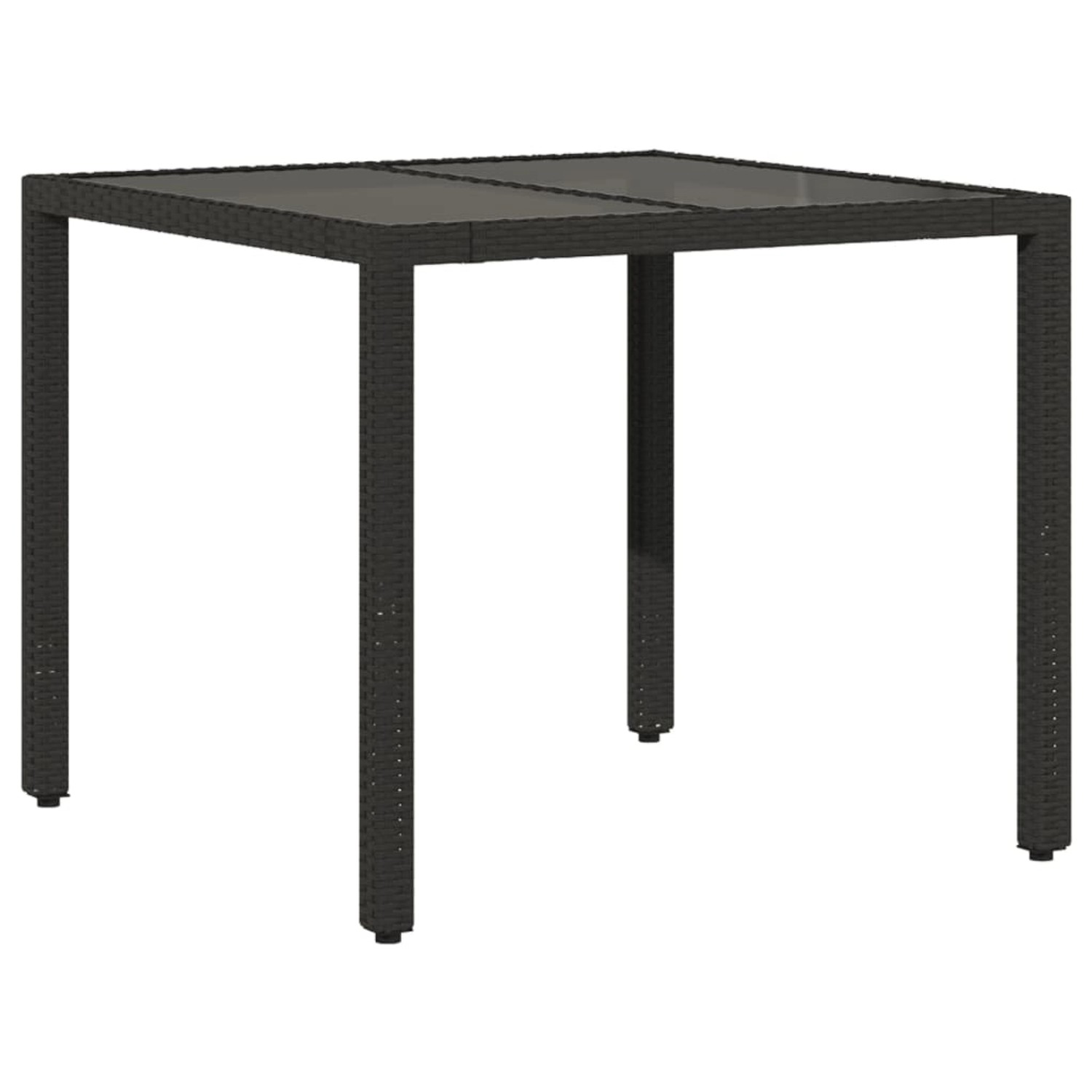 vidaXL Gartentisch mit Glasplatte Schwarz 90x90x75 cm Poly Rattan 365525 günstig online kaufen