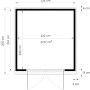 Grundriss Gartenhaus Bertilo Woodline Pent, 234x226 cm, Anthrazit, Maße und Türöffnung dargestellt.