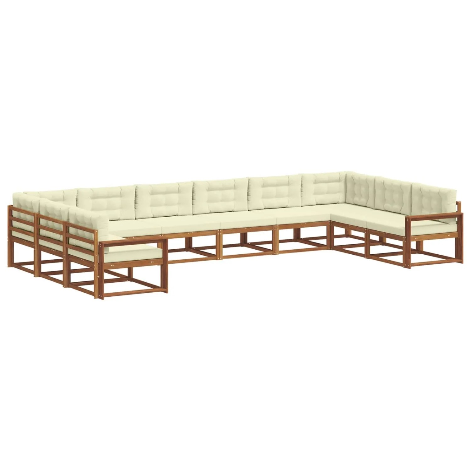 vidaXL Outdoor-Sofagarnitur mit Kissen 10-Tlg Natur und Creme 3368243