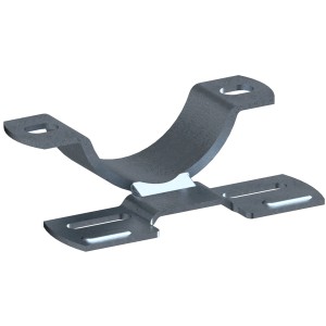 Feuerverzinkte Schake Rohrschelle für Schilderpfosten, Lochabstand 70mm.