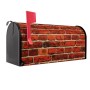 Schwarzer US Briefkasten mit Ziegelwand-Motiv und roter Fahne von Banjado, 48x22x16cm.