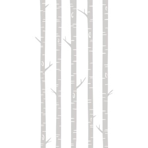 ESTAhome Fototapete mit grauem Birkenstamm-Muster, 150x279 cm.