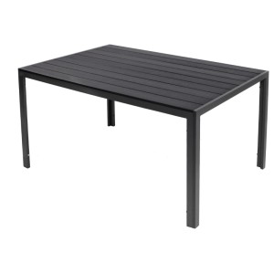Schwarzer Gartentisch aus Aluminium und Nonwood, Teil der Lex Alu Gartensitzgruppe.