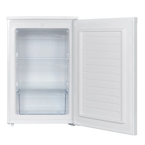 Offener, weißer PKM Gefrierschrank GS98EW mit drei Fächern. Tiefkühlschrank für die Küche.