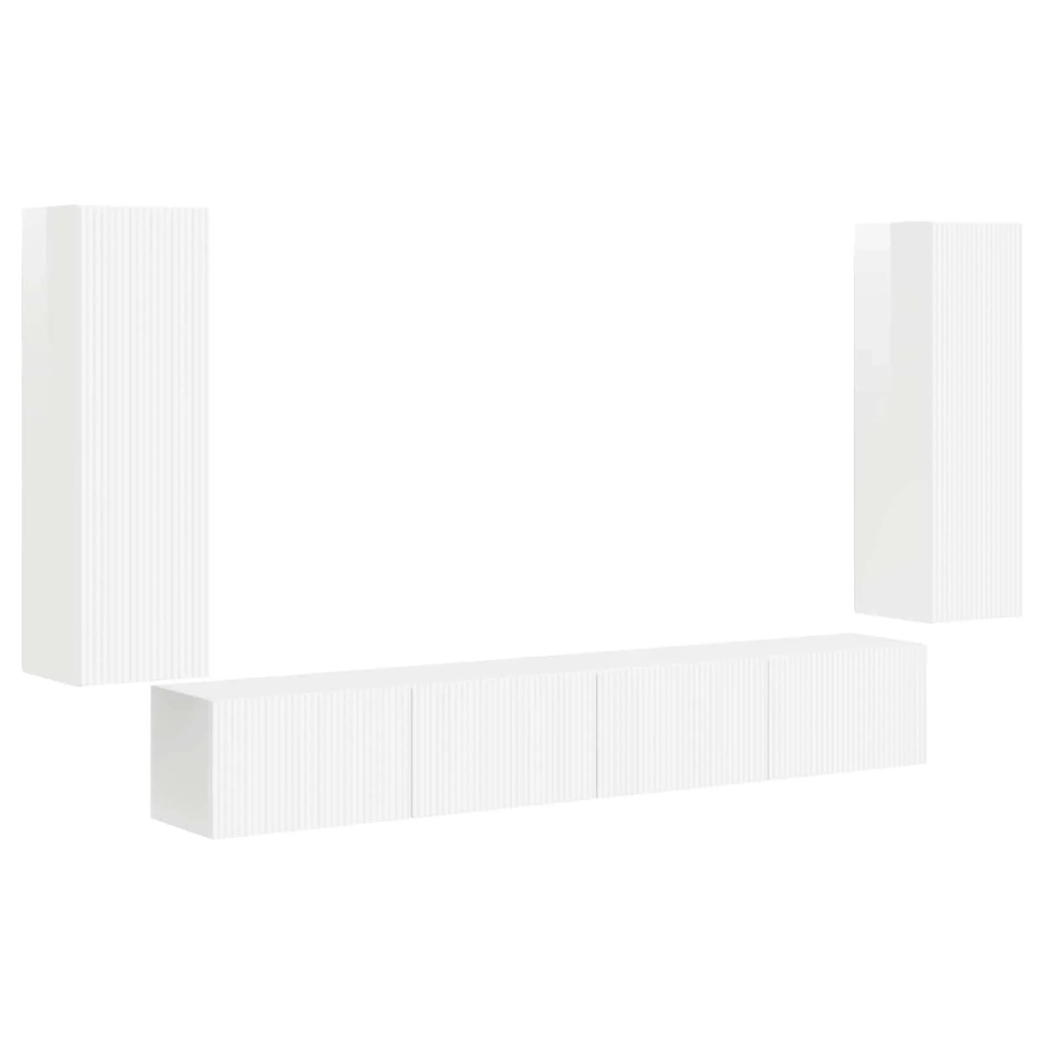 vidaXL TV-Wandregal-Set 4 Stk Hochglanz Weiß Holzwerkstoff 3408929
