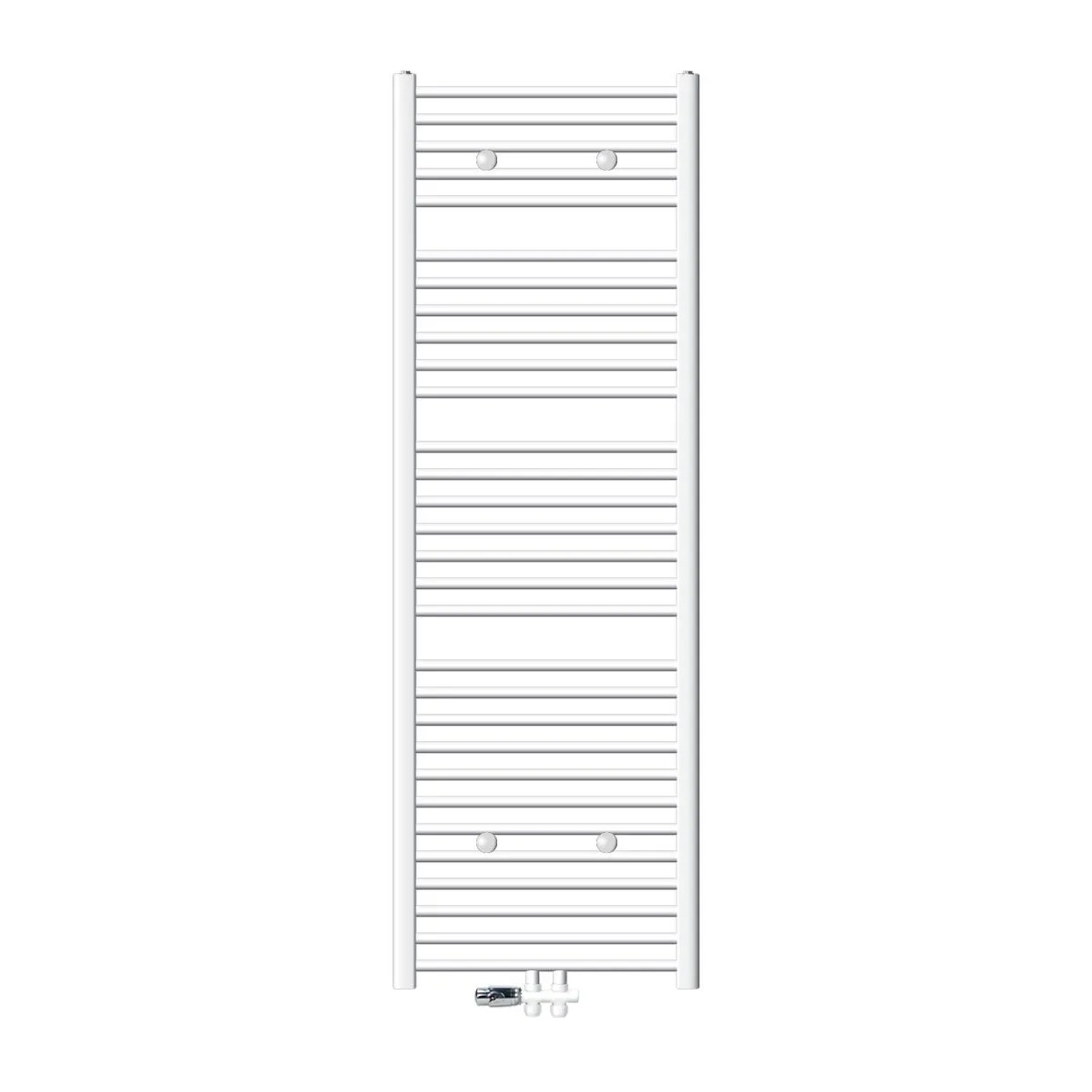 LuxeBath Badheizkörper 600x1800mm Weiß Gerade + Ventil Durchgang