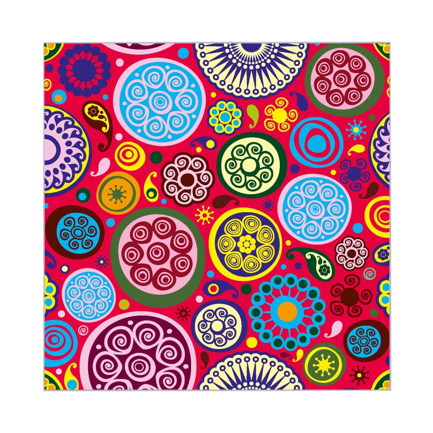 Banjado Schlüsselkasten mit Glasfront, 30x30cm, weiß, Retro Kreise Motiv, 50 Haken.