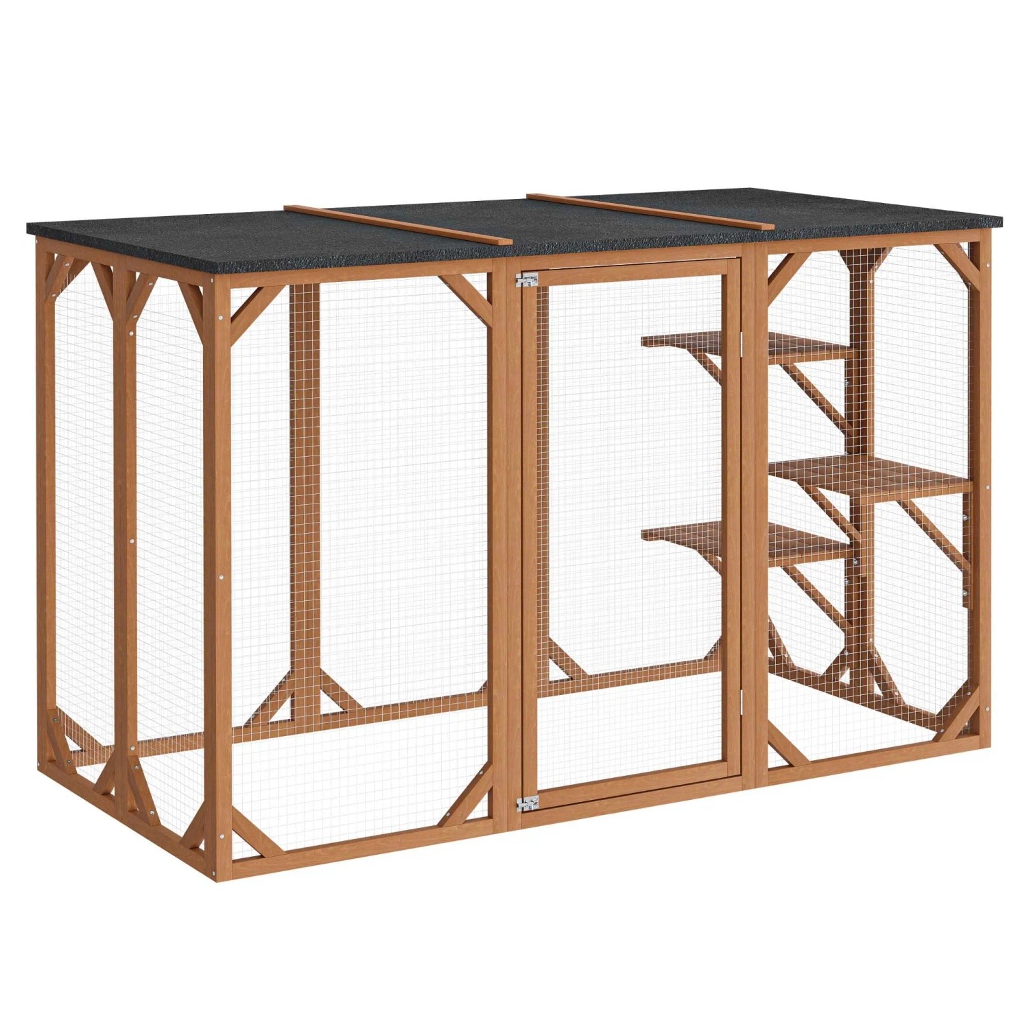 Wiltec Freilaufgehege Katze 180X80X112Cm 3 Liegeflächen Wetterfest Katzengehege
