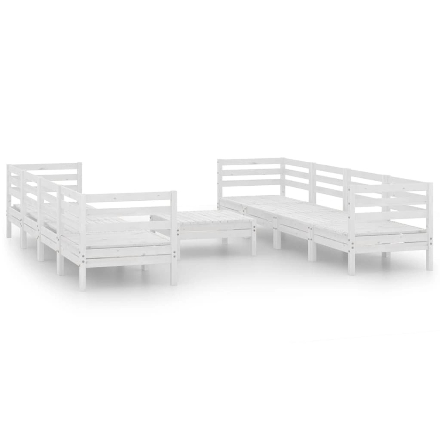 vidaXL 9-Tlg Garten-Lounge-Set Weiß Massivholz Kiefer 3082518