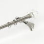 Gardinia Universal Träger Chicago Edelstahl-Optik mit Gardinenstange, Ringen und transparenten Gleitern.