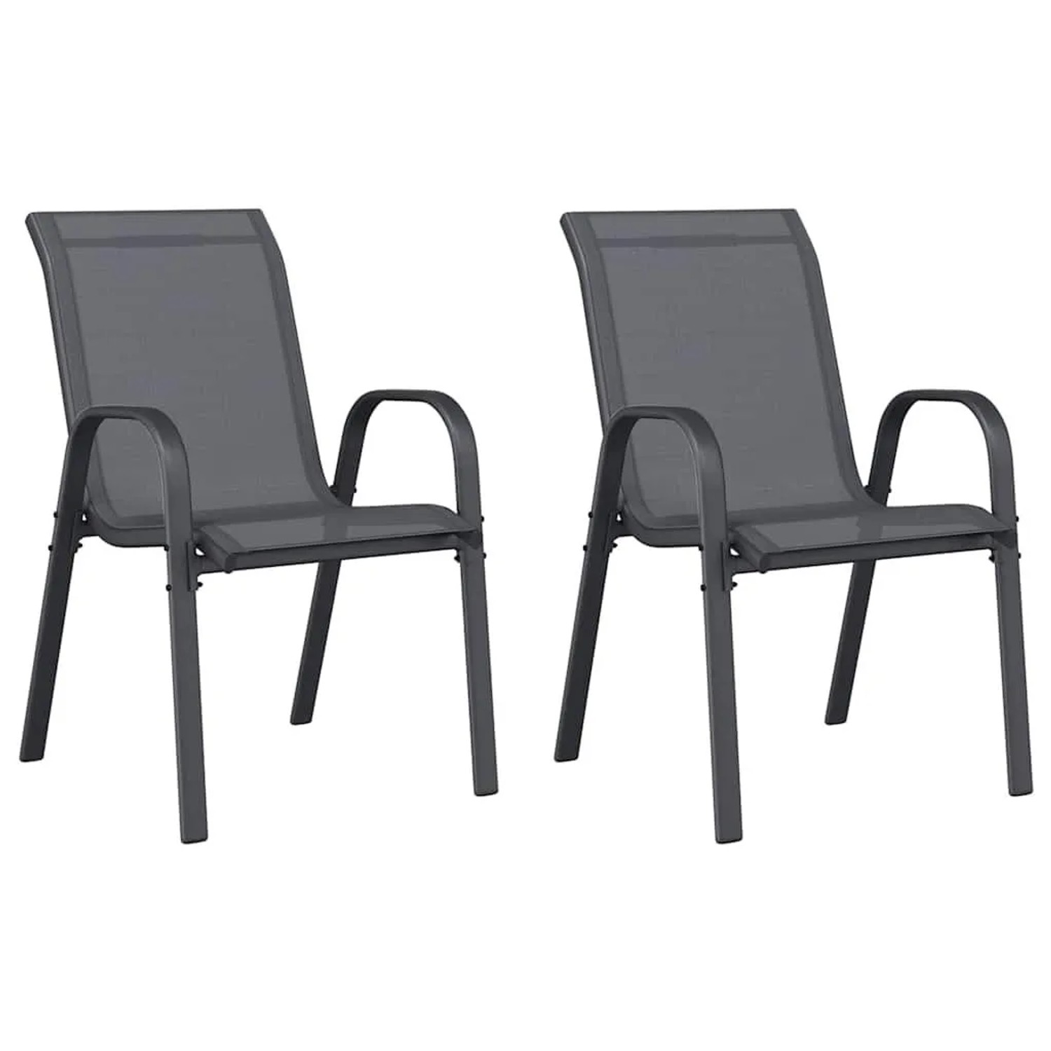 Furnicato Stapelbare Gartenstühle 2 Stk  Grau Textilene