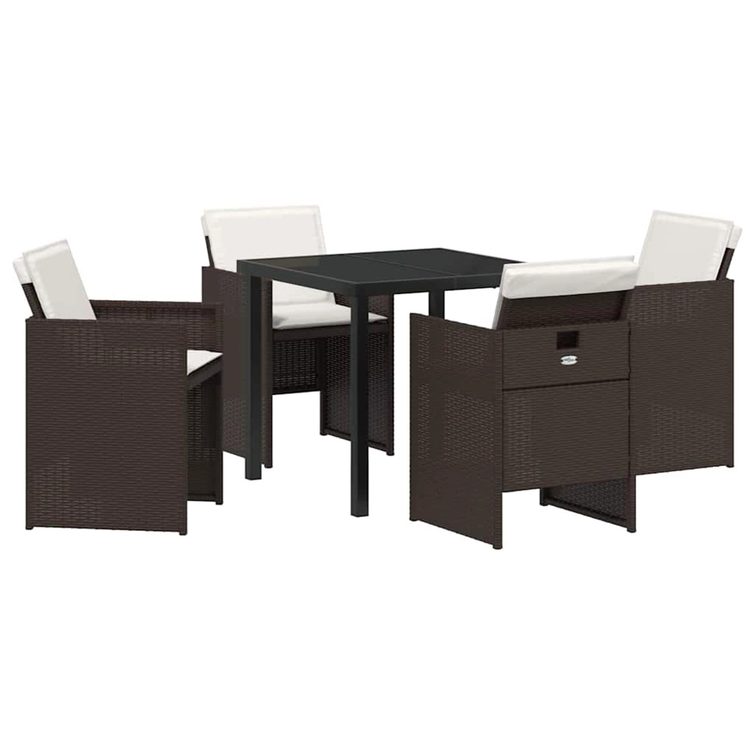 vidaXL Garten Essgruppe mit Kissen Falten 5-Tlg Braun Poly Rattan 3379952 günstig online kaufen