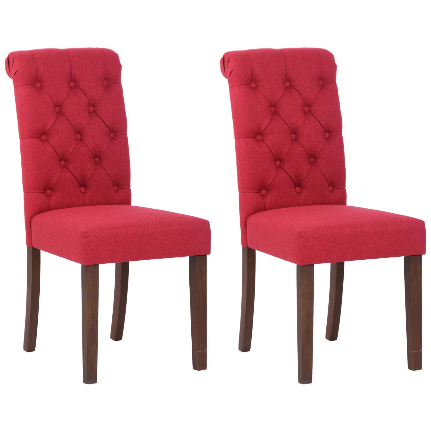 DELUKE 2er Set Esszimmerstühle WALES Stoff 98x45x63cm Rot Holz Gestell Stühle Esszimmerstühle Esstisch Küchenstuhl