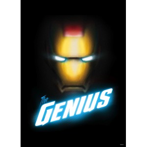 Sanders & Sanders Poster: Iron Man "The Genius" in Schwarz, Gelb, Blau und Rot, 50x70 cm.