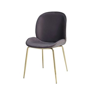 Moderner, grauer Polsterstuhl (2er-Set) MeGusta Emilia mit goldenem Metallgestell für Esszimmer.