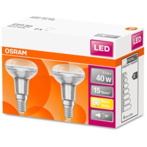2er Set Osram LED Reflektor R50 E14, 2,6W, warmweiß, in Produktverpackung.