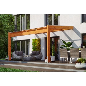 Skan Holz Terrassenüberdachung Novara 450 cm x 259 cm Eiche hell