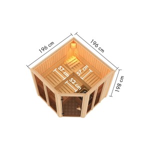 Chillroi Sauna Hanen Inklusive Saunaofen 9kW Integriert Steuerung