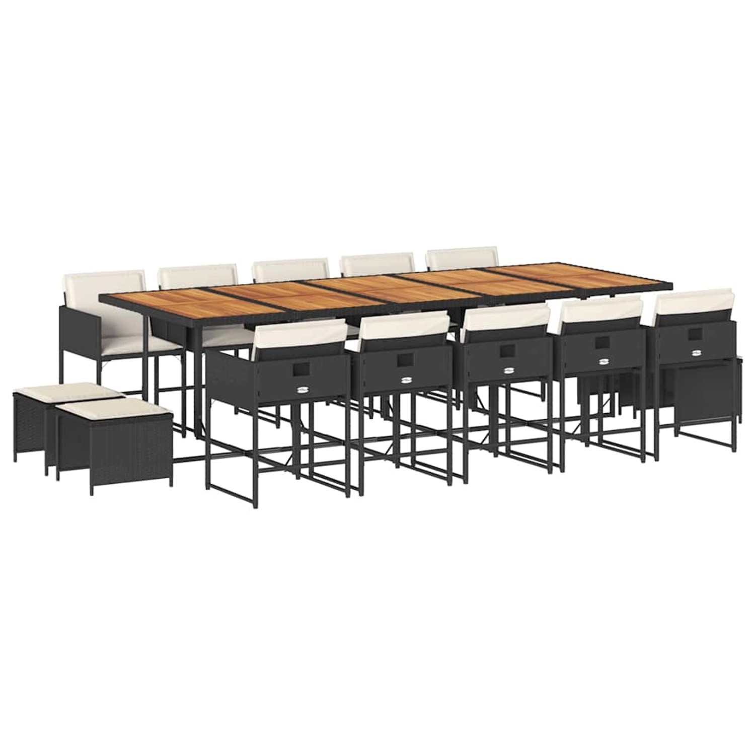 vidaXL 15-Tlg Garten-Essgruppe mit Kissen Schwarz Poly Rattan 3211359 günstig online kaufen
